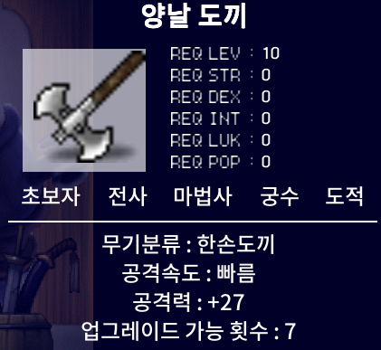 메이플랜드 양날 도끼 정옵